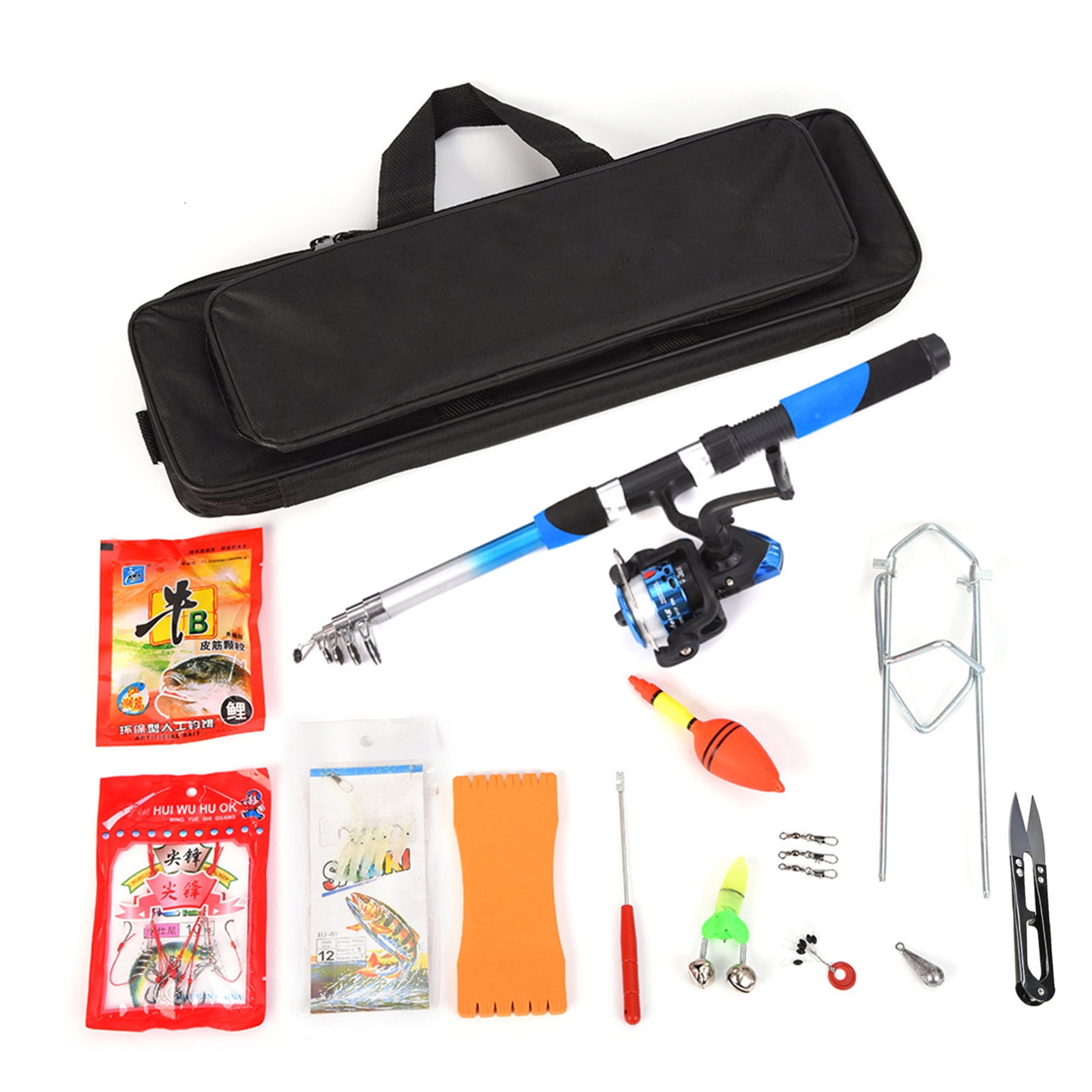 Fishing Lixada Fishing Tackle Set With 2.1m Telescopic Fiberglass Fishing Sea Rod  Fishing Reel Fishing Baits Hooks Fishing Bag Kit Seawater Freshwater Suits Professional