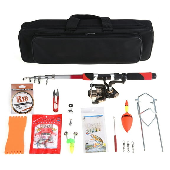Fishing Lixada Fishing Tackle Set With 2.1m Telescopic Fiberglass Fishing Sea Rod  Fishing Reel Fishing Baits Hooks Fishing Bag Kit Seawater Freshwater Suits Professional