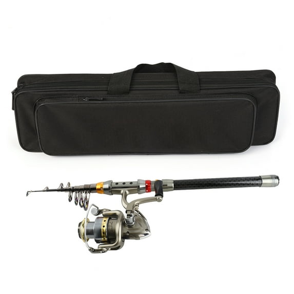 Fishing Lixada Telescopic Fishing Rod And Reel Combo Full Kit Carbon Fiber Fishing Rod Pole + Fishing Reel + Fishing Tackle Carrier Bag Case Fishing Gear Set