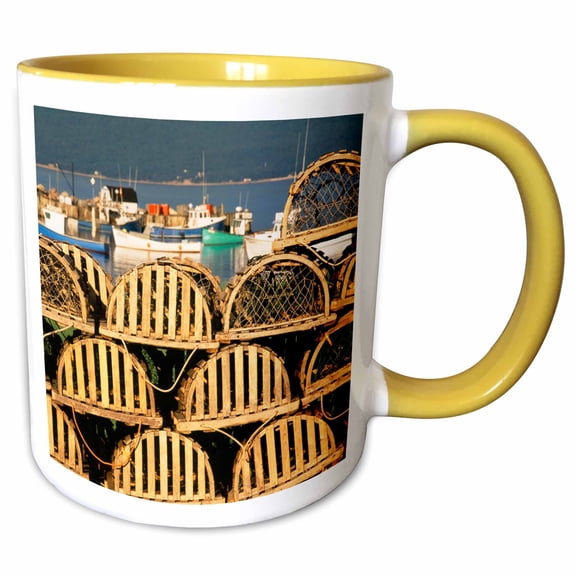 3drose, Fishing, Lobster Traps, Cape Breton, Nova Scotia - Cn07 Wbi0023 - Walter Bibikow, 11oz Two-tone Yellow Mug