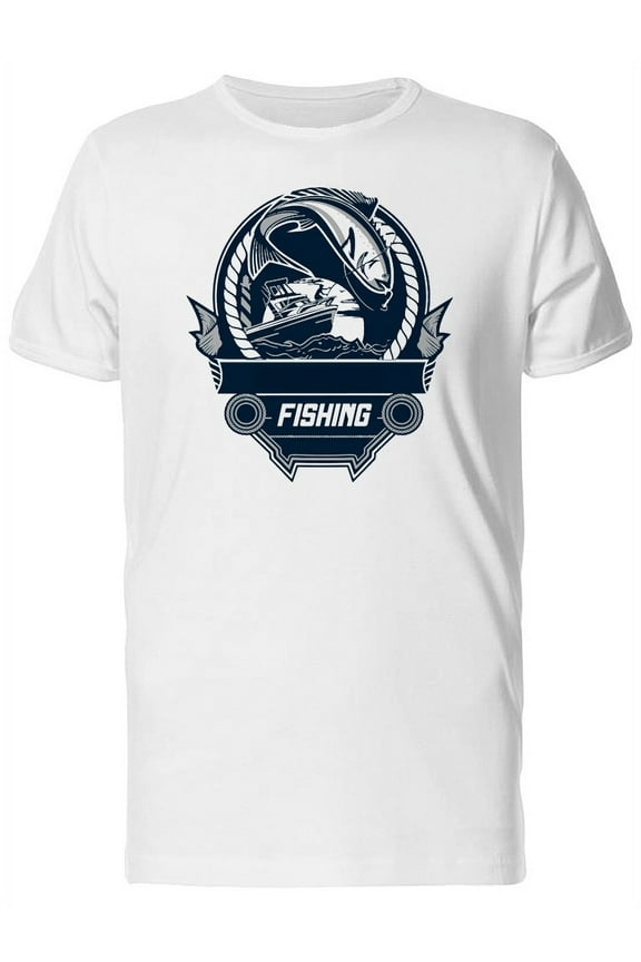 Fishing Logop Blue Art T-Shirt Men -Image by Shutterstock, Male x-Large