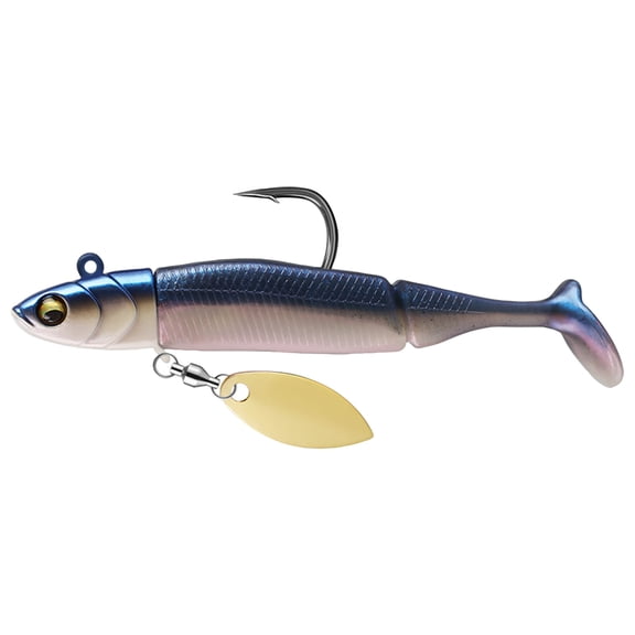 Fishing Lure, 20g T-Tail Soft Bait with Lead, Blue Back (with Spinner), 3.75in - Bionic Design, Pre-Rigged with 32833-2/0 Hook & 6# Treble Hook, Boxed - for Freshwater Saltwater Fishing, Anglers Fish