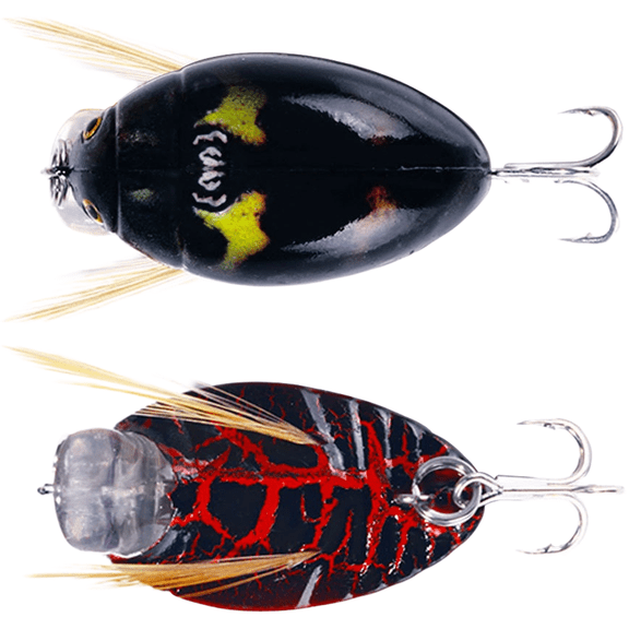 Fishing Lure 3.8cm 4g Floating Plastic Bait for Beetle Pattern Targeting with 3D Eyes and Blood Trough Hook for Fresh and Salt Water Fishing (KC008-1)