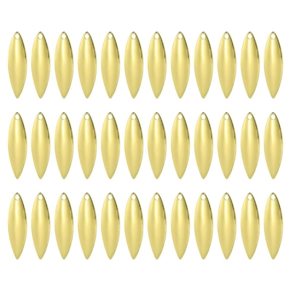 Fishing Lure Blades 1.3x0.4" Willowleaf Lure Making for DIY Bait, Golden 30 Pack