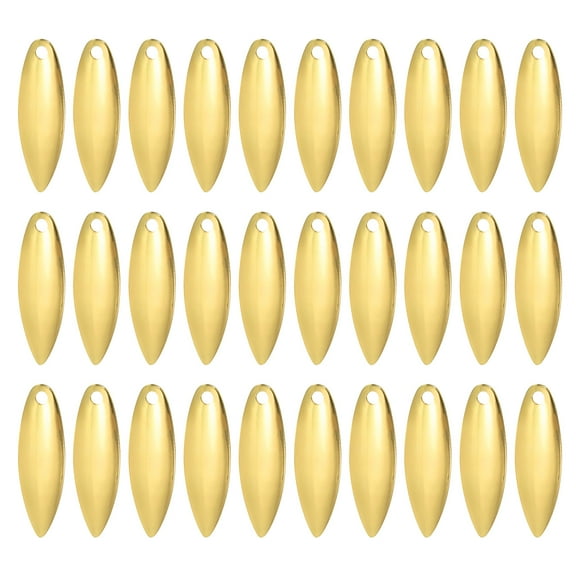 Fishing Lure Blades 1x0.3", Willowleaf Lure Making for DIY Bait, Golden 30 Pack