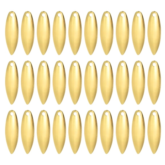 Fishing Lure Blades 1x0.3", Willowleaf Lure Making for DIY Bait, Golden 50 Pack