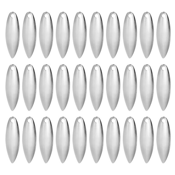 Fishing Lure Blades 1x0.3", Willowleaf Lure Making for DIY Bait, Silver 30 Pack