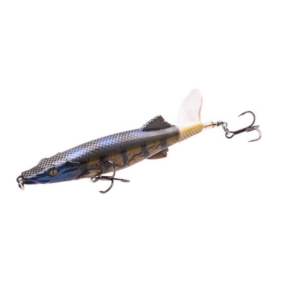 Fishing Lure, Crocodile Propeller Floating Pencil Popper Bionic Bait for Pike Bass Trout Topwater Saltwater Freshwater Outdoor Angling Gear Casting Tackle Tool