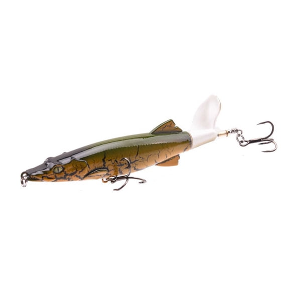 Fishing Lure, Crocodile Propeller Floating Pencil Popper Bionic Bait for Pike Bass Trout Topwater Saltwater Freshwater Outdoor Angling Gear Casting Tackle Tool