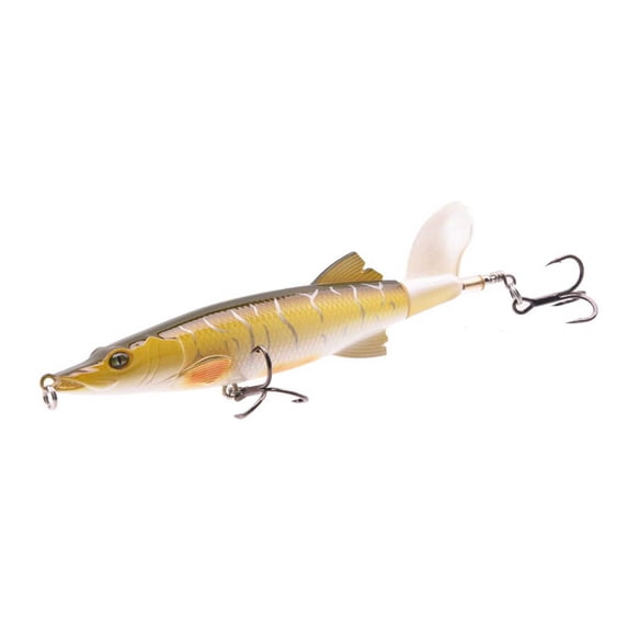 Fishing Lure, Crocodile Propeller Floating Pencil Popper Bionic Bait for Pike Bass Trout Topwater Saltwater Freshwater Outdoor Angling Gear Casting Tackle Tool
