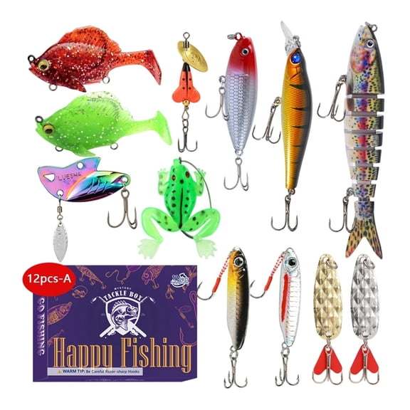 Fishing Lure Kit 2026,12 Piece Tackle Box Set,12 Piece Accessory Collection,Outdoor Storage for Anglers