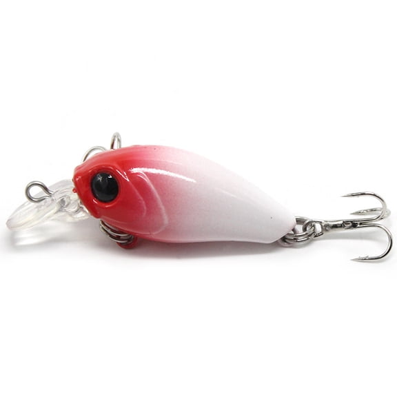 Fishing Lure Mini Crankbait for Bass Trout Salmon | 3D Eyes, Rattle Sound | Shallow and Deep Diving Swimbait with Wobble Treble Hooks - 4g, 4.8cm Multi-Color Plastic Simulation