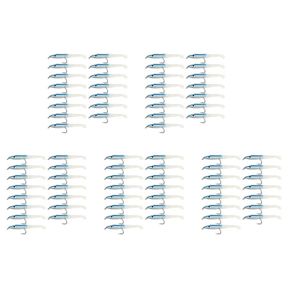 Fishing Lure Sea Fishing Lure Bait with Hook Eel Bait 5cm/0.6G T Tail 75Pcs Blue