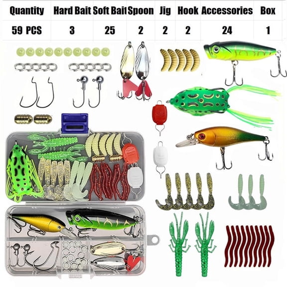 Fishing Lure Set 18/21/59/142pcs Mixed VIB Lure Kit Soft Lure Minnow Popper Hooks All Fishing Accessory Fresh Water