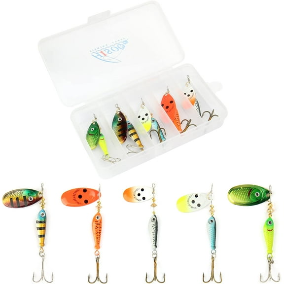 Fishing Lure Spinnerbait, Bass Trout Salmon Hard Metal Spinner Baits Kit with Tackle Boxes