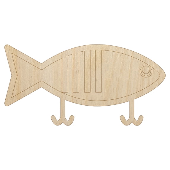 Fishing Lure Wood Shape Unfinished Piece Cutout Craft DIY Projects - 6.25 Inch Size - 1/4 Inch Thick