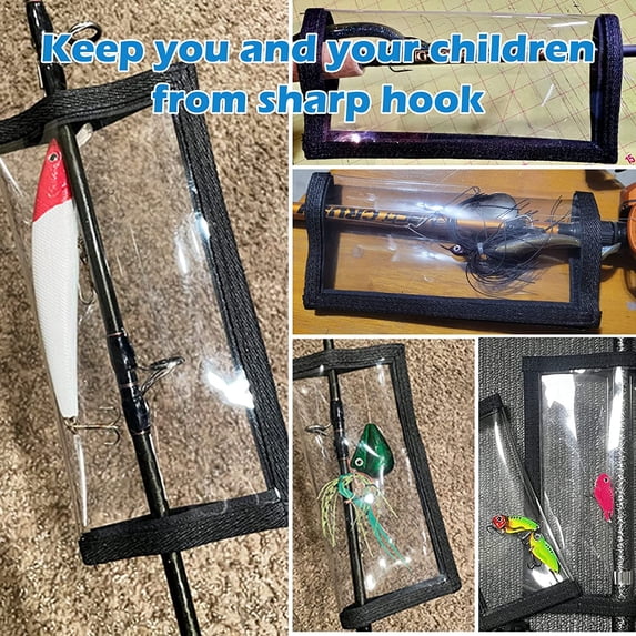 Fishing Lure Wraps Clear PVC Bait Hook Covers Keeps Fishing Safe Easily See Lures(Black)