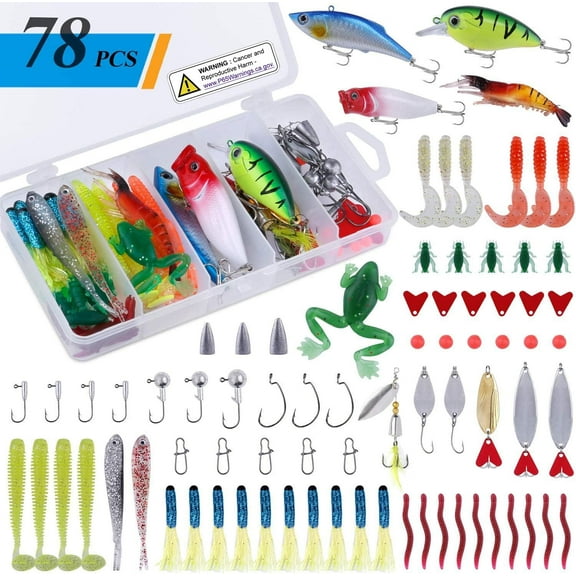 Fishing Lures, 292/210Pcs Tackle Box with Tackle Included, Crankbaits, Hooks, Weights, Fishing Accessories kit, Fishing Bait Lure Gear Kit Gift for Men Bass,Trout
