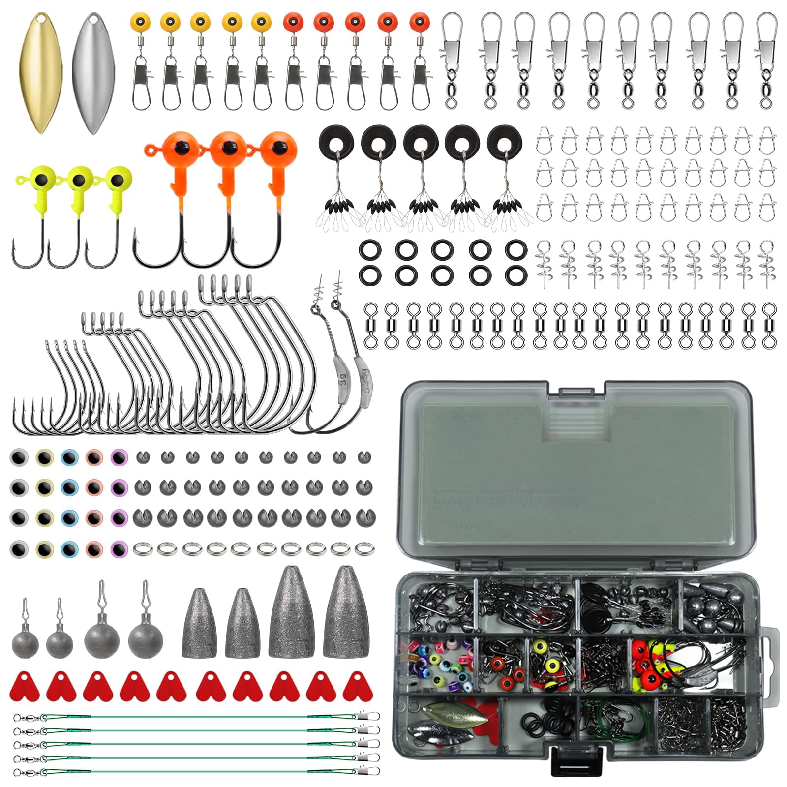 Fishing Lures Accessories Kit With Tackle Box  Hooks Minnow Crankbait Frog Popper Lure Worm Spoon Spinner Bait For Bass Crappie Gear Freshwater Equipment Gifts Men