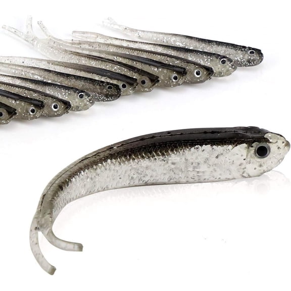 Fishing Lures Bass , Soft Plastic Split Tail Lure Set -24pcs Jerk Minnow Swimbait