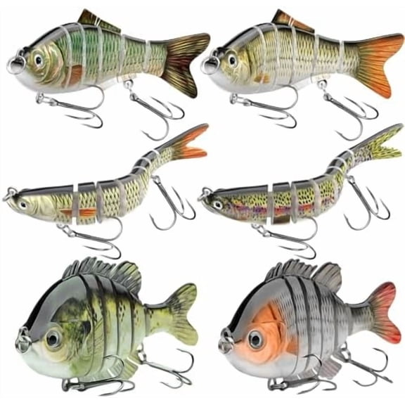 Fishing Lures for Freshwater and Saltwater, Jointown 6 Pcs Slow Sinking Most Lifelike Jointed Swimbait for Bass Trout Crappie Walleye Pike, Amazing Gifts for Men and Family
