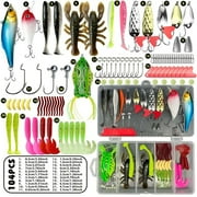 Fishing Lures Kit for Freshwater Bait Tackle Kit for Bass Trout Salmon Fishing Accessories Tackle Box Including Spoon Lures Soft Plastic Worms Crankbait Jigs Fishing Hooks