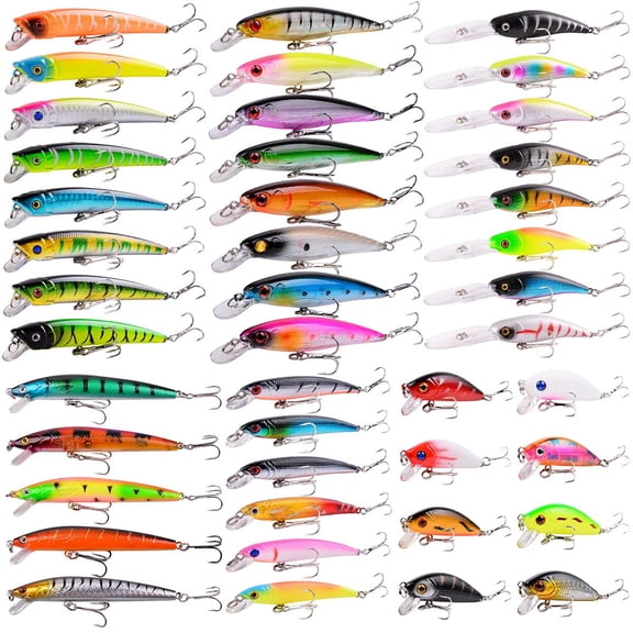 Fishing Lures Kit Item-D 43pcs Mixed Hard Baits for Freshwater Saltwater Fishing