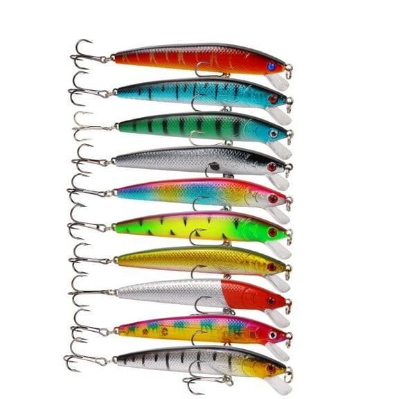 Fishing Lures Kit Mixed Including Minnow Popper Crank Baits with Hooks for Saltwater Freshwater Trout Bass Salmon Fishing