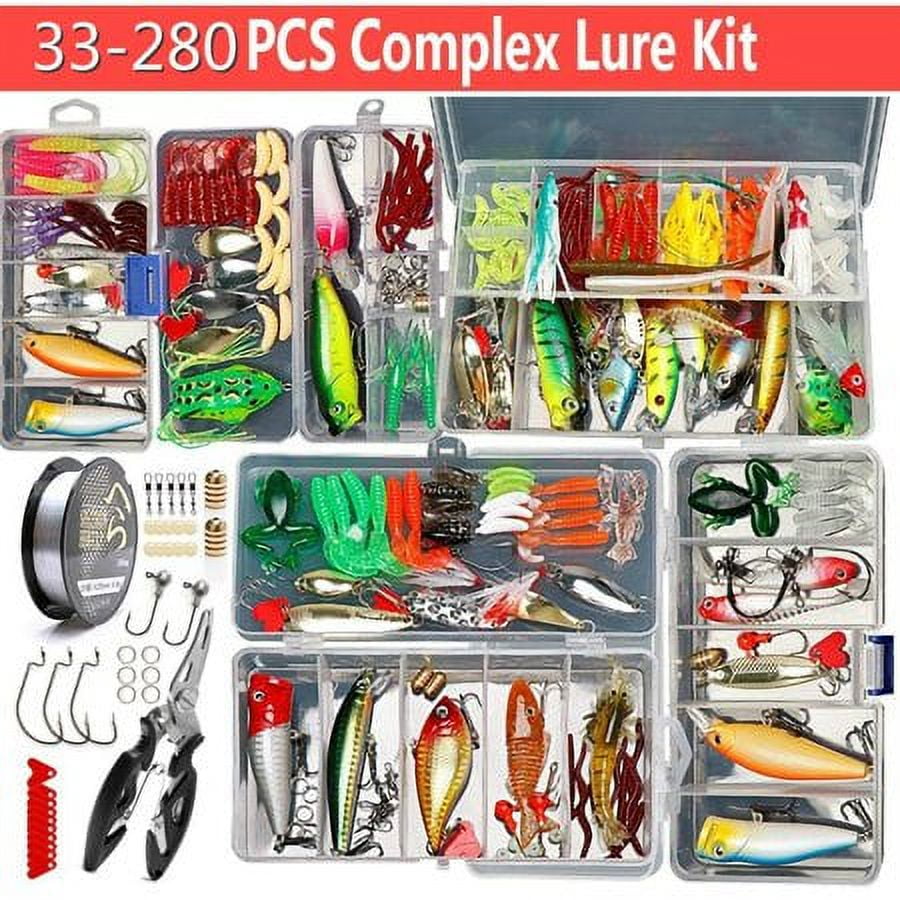 Fishing Lures Kit Soft and Hard Lure Baits Set Multi-Function Fishing Gear  Layer with Box,Gift for Boys 