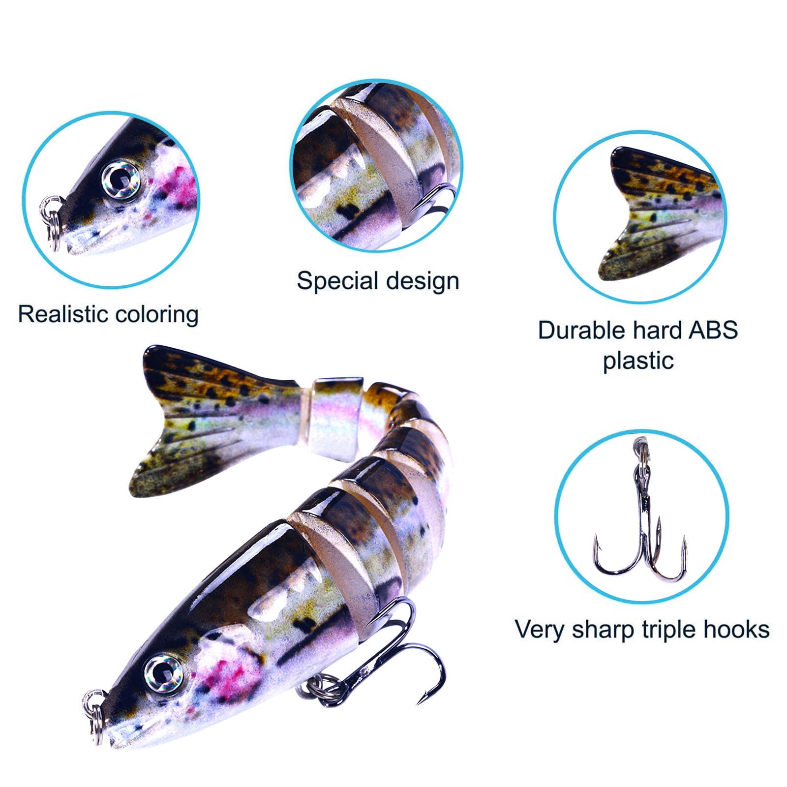 Fishing Lures Lifelike Jigging Bait Sinking Metal Spoons Multi Jointed ...