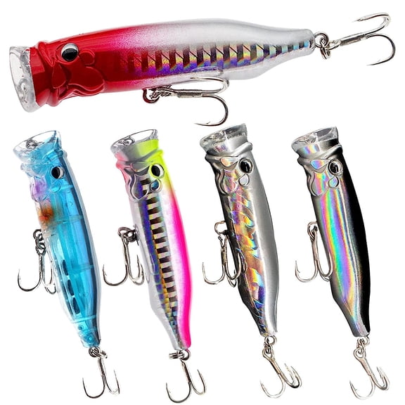 Fishing Lures, Minnow Popper Crank Baits Pencil Bass Trout Fishing Lures with Hooks, Topwater Artificial Hard Swimbaits for Saltwater Freshwater Trout Walleye Blueback Salmon Catfish