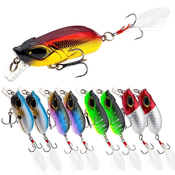 Fishing Lures, Minnow Popper Crank Baits Pencil Bass Trout Fishing Lures with Hooks, Topwater Artificial Hard Swimbaits for Saltwater Freshwater Trout Walleye Blueback Salmon Catfish
