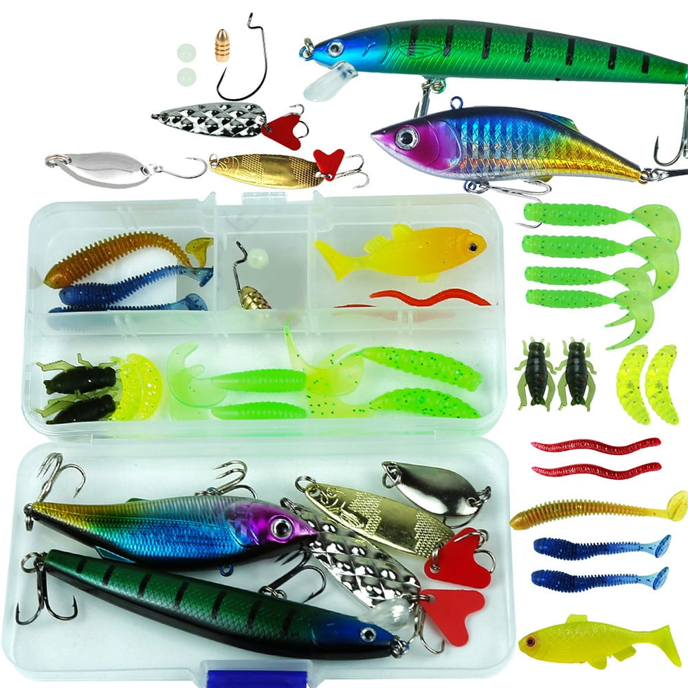 Fishing Lures Mixed Set Soft and Hard Bait Kit with Box for Bass Pike