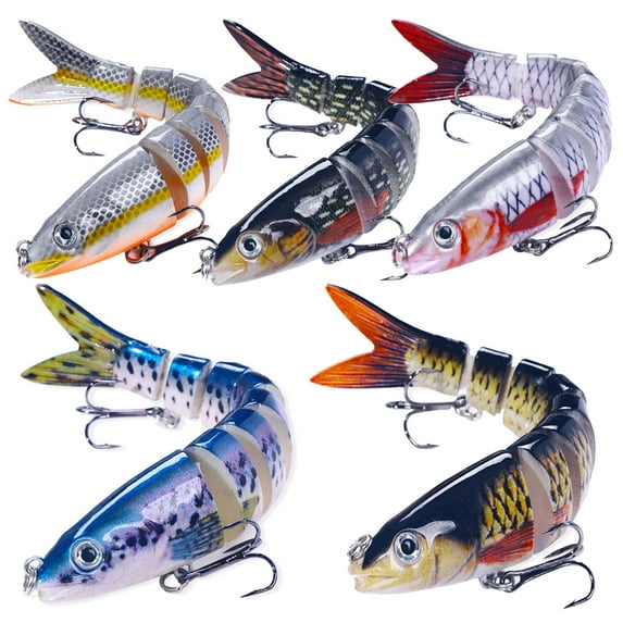 Fishing Lures Multi Jointed Fish Fishing Slow Sinking Lifelike Swimbait Freshwater and Saltwater Crankbaits for Bass Trout Bass Lures-5 Pcs