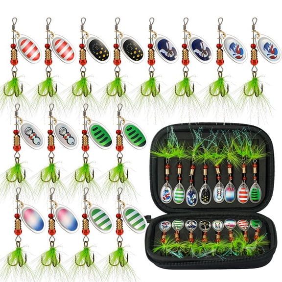 Fishing Lures Spinner Baits Kit Metal Trout Fishing Set With Treble Hooks Rooster Tail Spinnerbait Spoon For Freshwater Saltwater Gift (16Pcs)