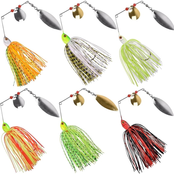 Fishing Lures Spinnerbait, Bass Fishing Lure Spinner Baits Kit Hard Metal Multicolor Buzzbait Spinnerbait Jigs for Bass Pike Trout Salmon