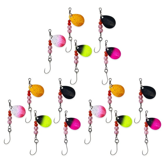 Fishing Lures Spinnerbaits, HENGJIA 15PCS Fishing Lure,Trout Bass Spinner Lures with Sharp Hook for Freshwater Fishing, 2.6in/0.08oz