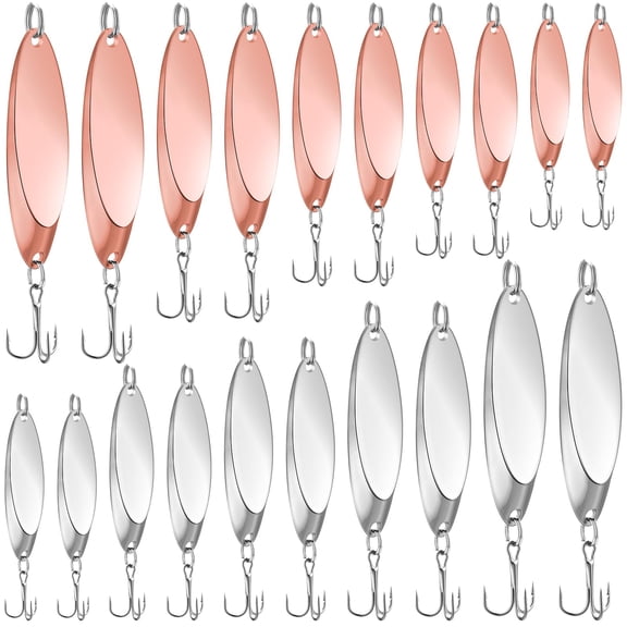 Fishing Lures Spoons Saltwater Treble Trout Hard Metal Spinner Baits 5 Sizes Casting Spoon Hooks For Salmon Bin 1/5 1/4 3/8 1/2 3/4 Oz