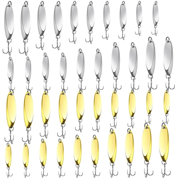 Fishing Lures Spoons Saltwater Treble Trout Hard Metal Spinner Baits 5 Sizes Casting Spoon Hooks For Salmon Bin 1/5 1/4 3/8 1/2 3/4 Oz