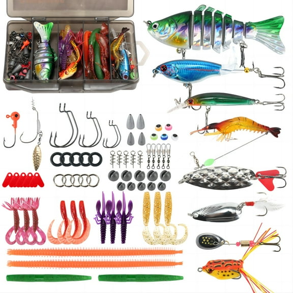 Fishing Lures Tackle Box Kit,Saltwater Freshwater Fishing Gear and Equipment,Including Bionic Swimbait,Top Water Fishing Lure,Soft Plastic Baits,Fishing Accessories etc for Bass,Trout, Salmon.