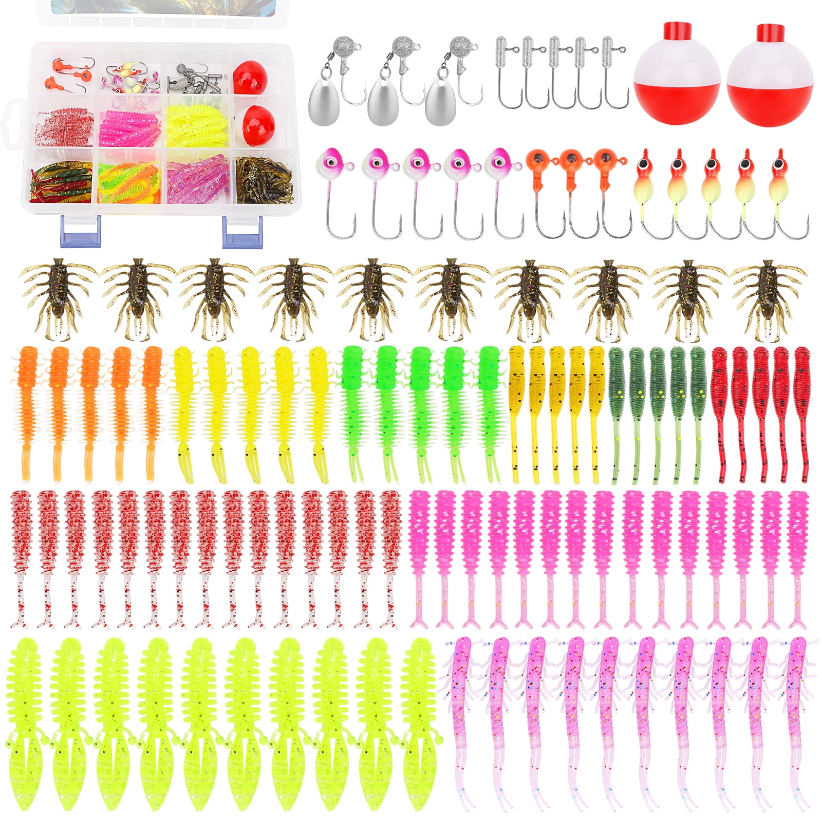* 60pcs/box Bass Lure Kit, Fishing Soft Plastic Lure For Crappie Walleye  Trout, Fishing Baits With Tackle Box