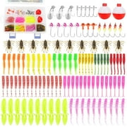 Fishing Lures Tackle Box Trout & Crappie Ice Fishing Gear Kit,Including Jig Heads,Soft Plastic baits for Panfish,Bluegill, Bass etc Freshwater Fishing Equipment