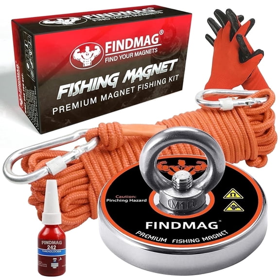 Fishing Magnet 600 LBS Pulling Force Magnet Fishing Kit, Super Strong Fishing Magnet Kit for Magnetic Fishing and Retrieving Items - 2.95inch Diameter