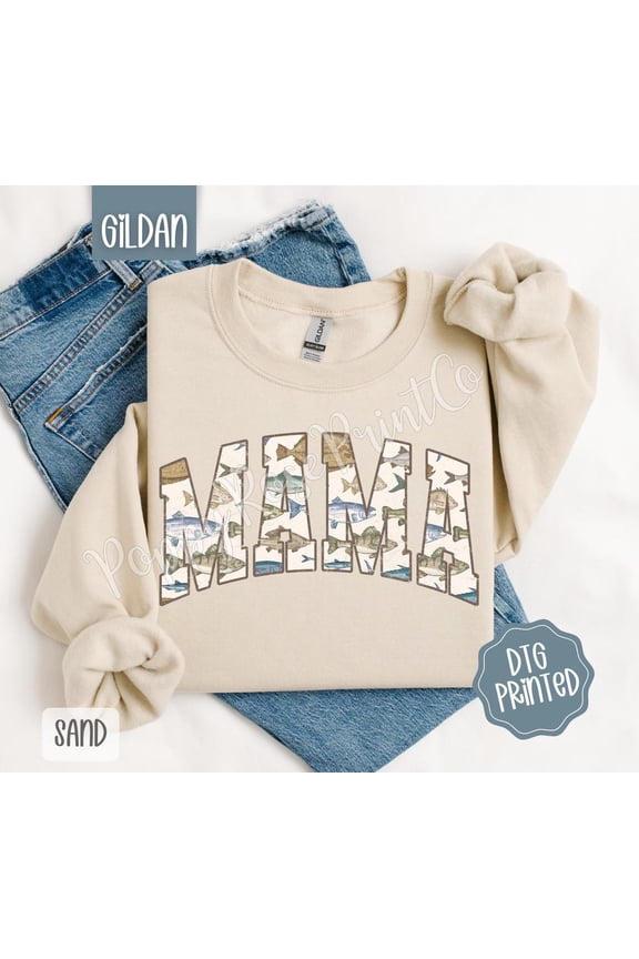 Fishing Mama Sweatshirt, Cute Mom Crewneck, Trendy Women's Sweater, Mama Fish Sweater, Nautical Mama Sweatshirt, for Her All Size S-5Xl