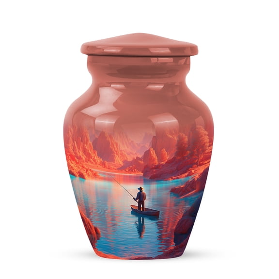 Fishing Man Urns For Human Ashes For Woman - Orange Cremation Urn For Fishing Lover - Memorial Urn For Male And Female - Blue Urns For Human Ashes Adult Man 3 Inch Small