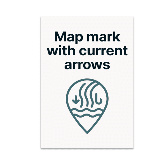 Fishing Map Marker with Current Arrows - Angler Decor - 13x19 Poster Print
