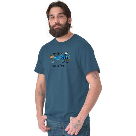 Fishing Mens T-Shirts T Shirts Tees Tshirt Life is Crap No Pond Funny Shirt Sarcastic Gift Id