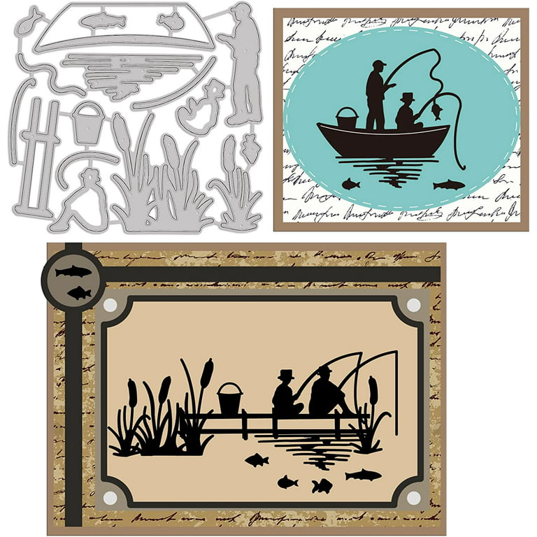 Latest Greeting Card Father Son Fishing Pattern DIY Etching Cutting Dies  for Stamp and Die Sets for Card Making Crafts and Scrapbooking