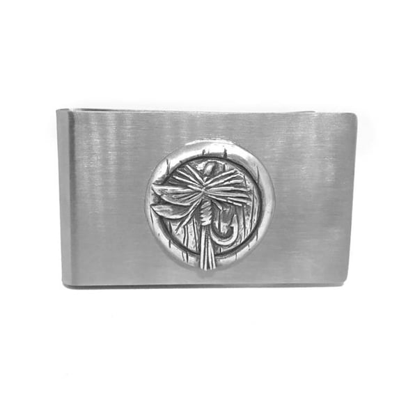 Fishing Money Clip in Brushed Stainless Steel Money Clip Fly Fishing Emblem