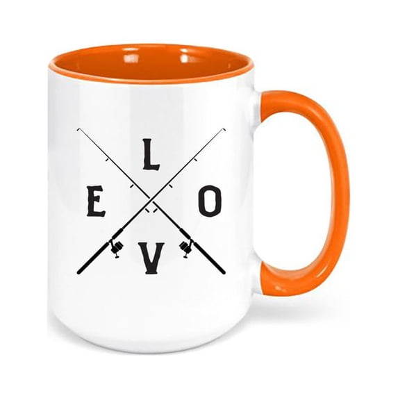 Fishing Mug, Love Fishing, Fishing Coffee Cup, Gift For Fisherman, Fishing Cup, Gift For Him, Birthday Gift, Dad Coffee Cup, Grandpa Mug, ORANGE
